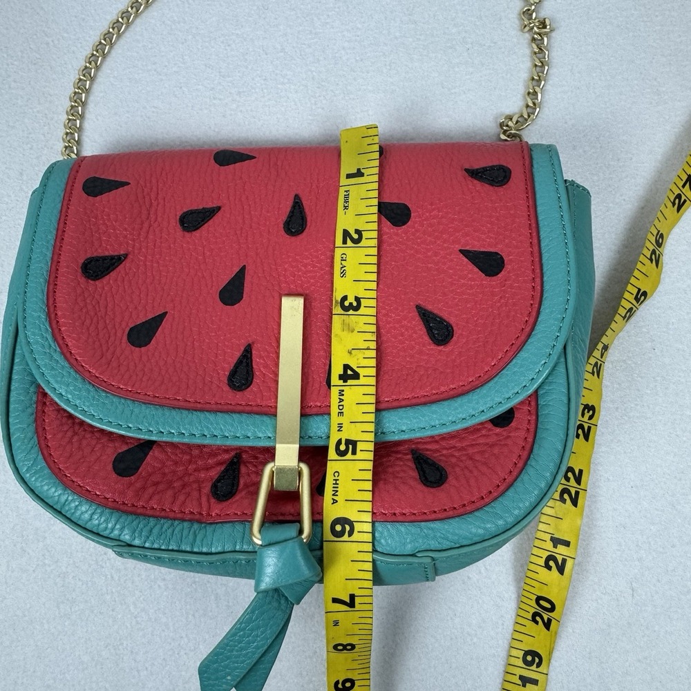 Vera Bradley Watermelon Slice Mini Saddle Bag Crossbody Leather Chain Purse - Picture 13 of 16